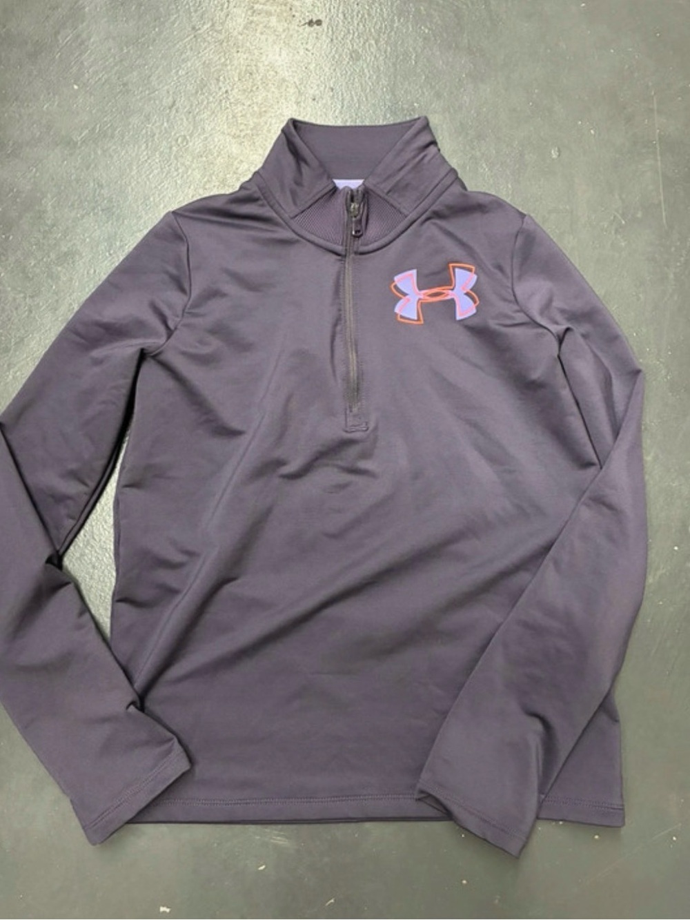 Under Armour Cold Gear Girls' Purple 1/4 Zip Pullover with Pink Logo Accent